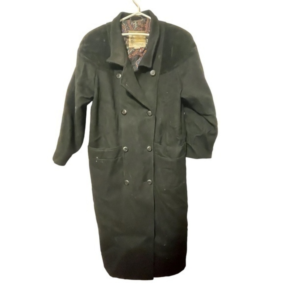London Fog Wool Double Breasted Coat 100% Wool Trench Coat Womens Size 14